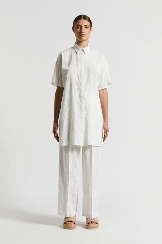 Peserico - Fluid pinstripe modal blend poplin shirt - Cedar