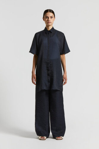 Peserico - Fluid organza shirt with wet effect - Space blue