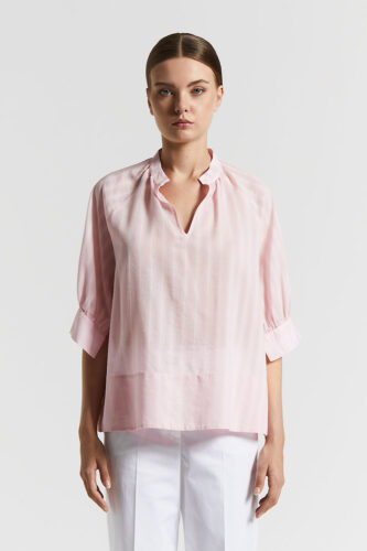 Peserico - Cotton and silk striped muslin shirt - Cherry blossom