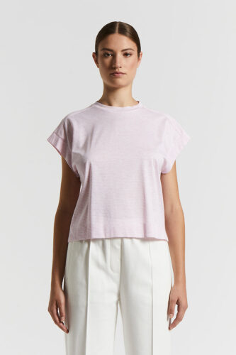 Peserico - Pure melange striped cotton jersey shirt - Cherry blossom