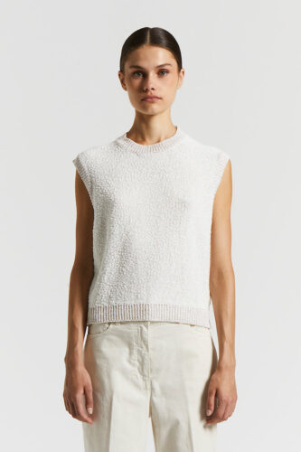 Peserico - Pure cotton and sequin top - Cloud white