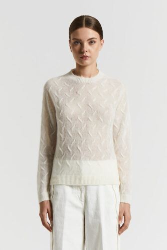 Peserico - Lightweight virgin wool and alpaca sweater - Cloud white