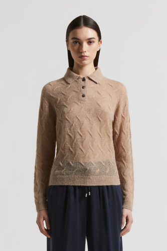 Peserico - Lightweight virgin wool and alpaca polo shirt - Cappucino