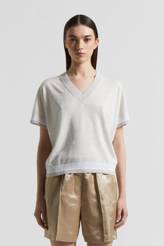 Peserico - Linen cotton Lurex jersey - Pure White