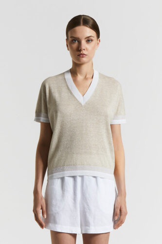 Peserico - Linen cotton Lurex jersey - Ivory