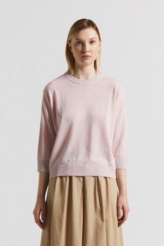Peserico - Linen cotton crepe melange and Lurex sweater - Cherry blossom