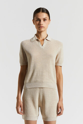 Peserico - Linen cotton crepe melange polo shirt - Ivory