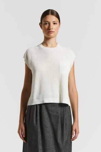Peserico - Linen cotton crepe melange sweater - Cloud white