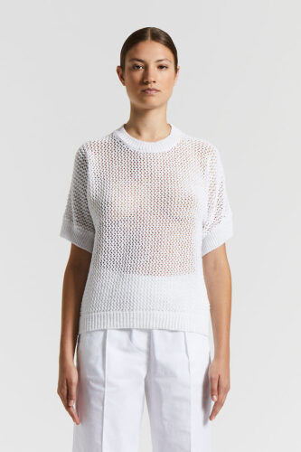 Peserico - Cotton blend mouliné sweater with sequins - Pure White
