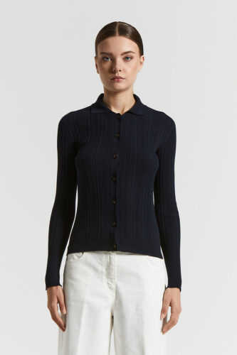 Peserico - Pure cotton crepe tricot shirt - Space blue