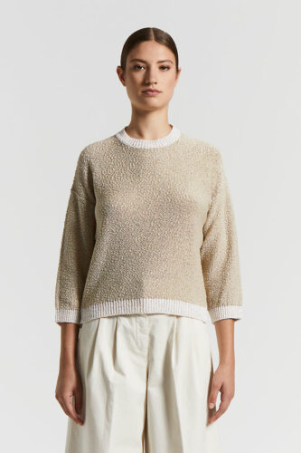 Peserico - Pure cotton ribbon tricot sweater - Desert