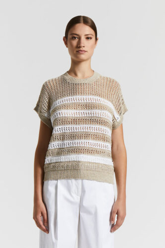 Peserico - Cotton blend mouliné sweater with sequins - Dunes