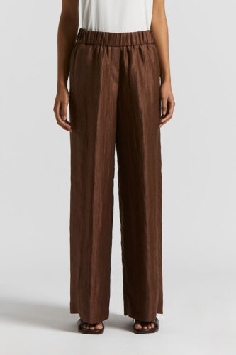 Peserico - Trousers in crushed technical linen gabardine - Tobacco