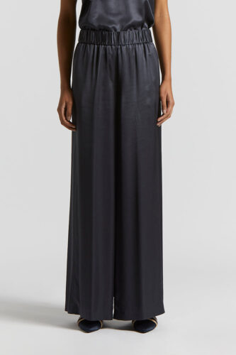 Peserico - Viscose satin trousers with elastic waist - Space blue