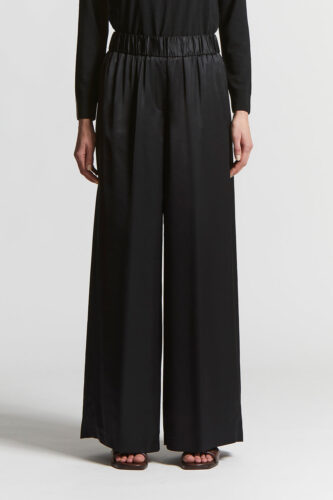 Peserico - Viscose satin trousers with elastic waist - Black
