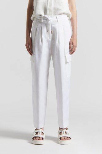 Peserico - Herringbone viscose and linen trousers - Light white