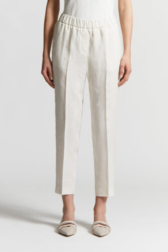 Peserico - Trousers in light and cool pure linen canvas - Quartz sand
