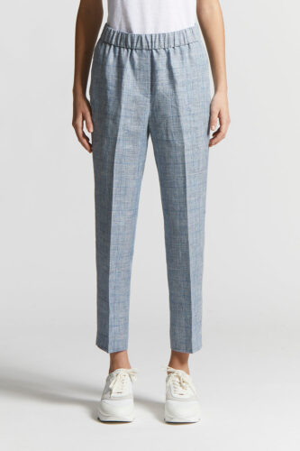 Peserico - Loro Piana pure linen Prince of Wales trousers - Sunrise blue