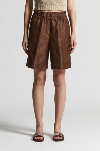 Peserico - Bermuda shorts in technical linen gabardine - Tobacco