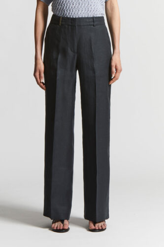 Peserico - Plain-coloured pure linen gabardine trousers - Space blue