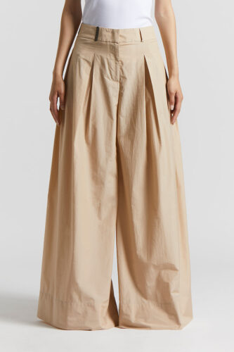 Peserico - Wide trousers in cotton-blend poplin - Amber beige