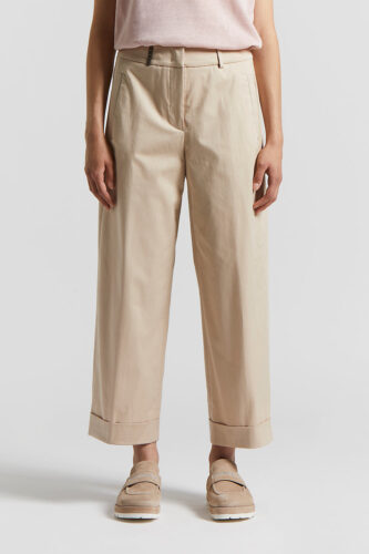 Peserico - Lightweight stretch cotton gabardine trousers - Amber beige