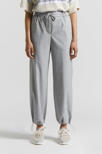 Peserico - Stretch viscose technical canvas jogger trousers - Lunar gray