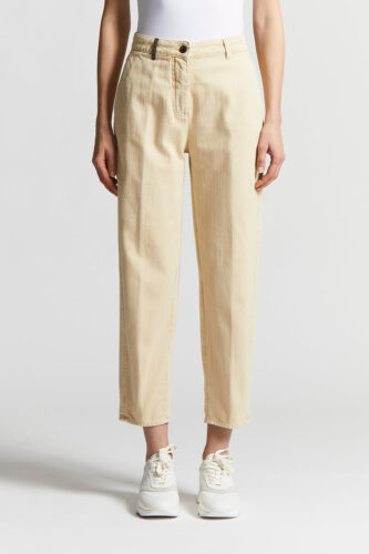 Peserico - Denim carrot trousers in stretch cotton boule - Sunshine yellow