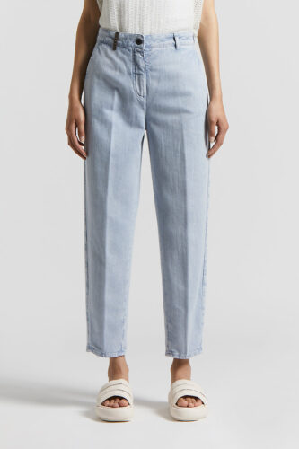 Peserico - Denim carrot trousers in stretch cotton boule - Sunrise blue