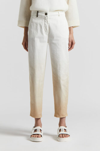 Peserico - Carrot jeans in stretch cotton gabardine - Amber beige