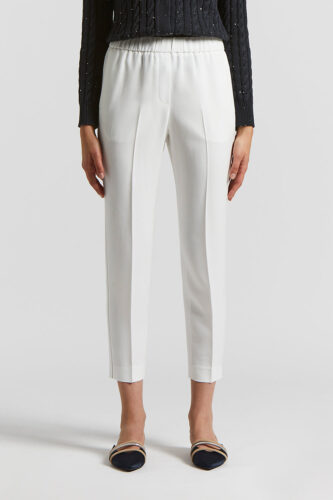 Peserico - Stretch viscose cady trousers - Cloud white