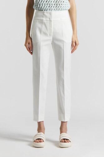 Peserico - Compact cotton viscose trousers - Cloud white