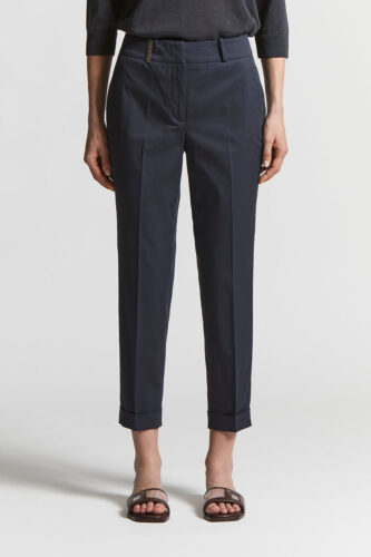 Peserico - Slim trousers in combed cotton gabardine - Space blue