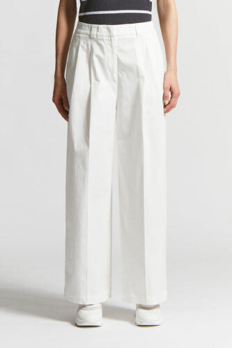 Peserico - Trousers in lightweight stretch cotton gabardine - Cloud white