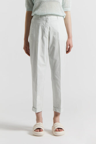 Peserico - Slub stretch cotton canvas trousers - Watery green