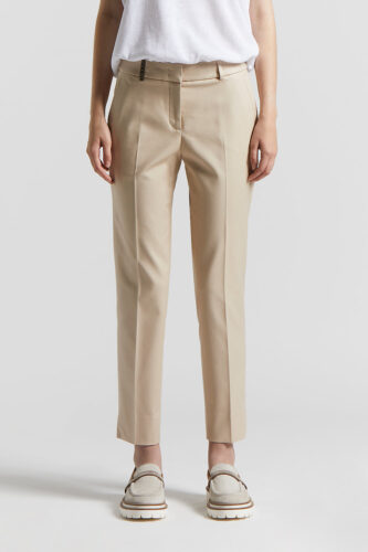 Peserico - Compact cotton viscose  trousers - Amber beige