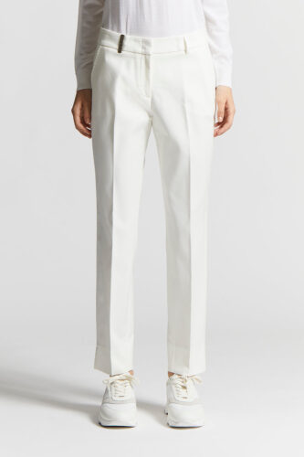 Peserico - Compact cotton viscose  trousers - Cloud white
