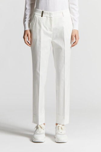 Peserico - Brushed cotton gabardine trousers - Cloud white
