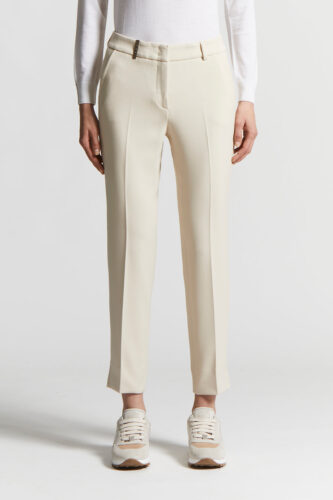 Peserico - Cigarette trousers in viscose-cotton fabric - Amber beige
