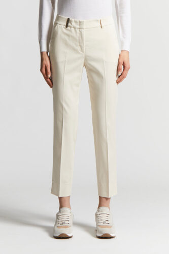 Peserico - Light cotton satin cigarette trousers - Quartz sand