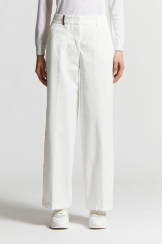 Peserico - Lightweight stretch cotton gabardine trousers - Cloud white