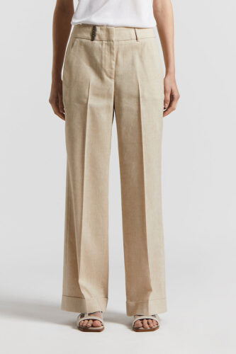 Peserico - "Estrato" linen and wool trousers - Amber beige