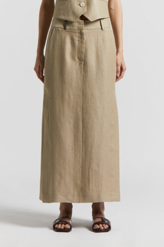 Peserico - Plain-coloured pure linen long skirt - Cappucino