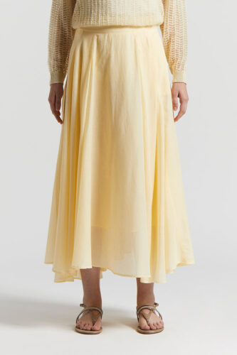 Peserico - Pure cotton voile semi-transparent midi skirt - Sunshine yellow