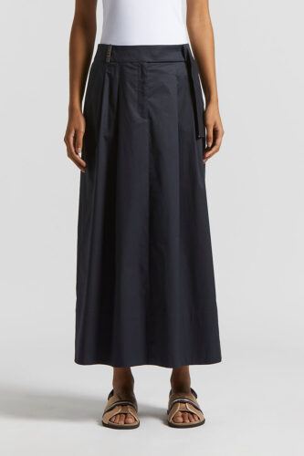 Peserico - Lightweight stretch cotton satin long skirt - Space blue