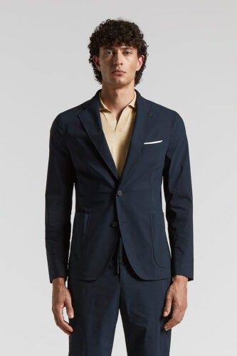 Peserico - Single-breasted blazer in stretch cotton - Abyss