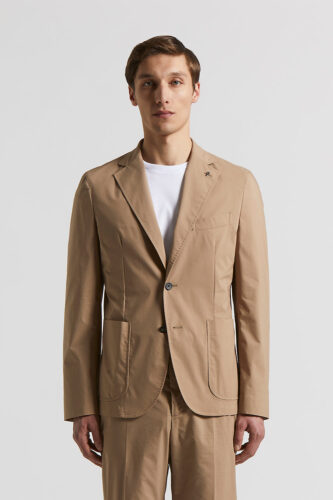 Peserico - Single-breasted blazer in stretch cotton - Beige