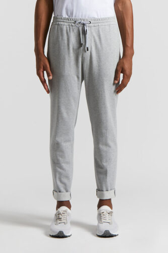 Peserico - Soft cotton fleece jersey jogger trousers - Steel