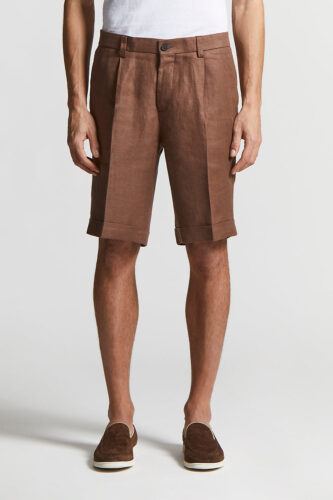 Peserico - Pure linen gabardine Bermuda shorts - Tobacco