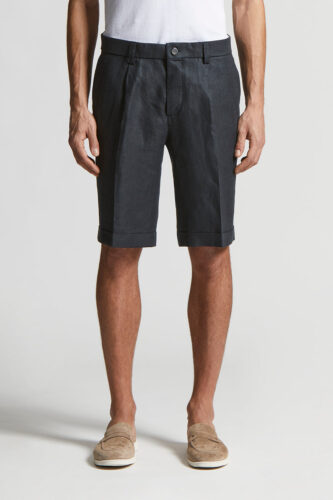 Peserico - Pure linen gabardine Bermuda shorts - Space blue